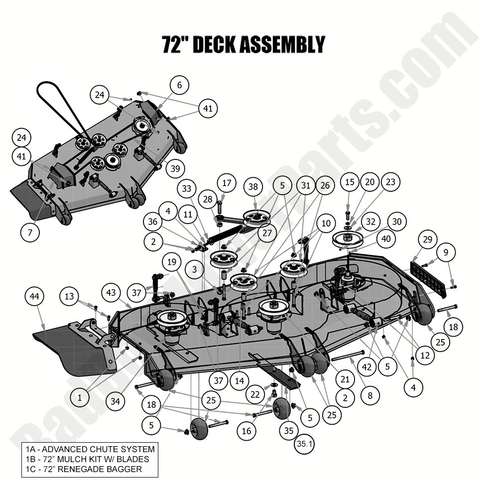 1971 - Bad Boy Mower Parts Lookup > 2019 > Renegade - Gas > 72\" Deck Assembly